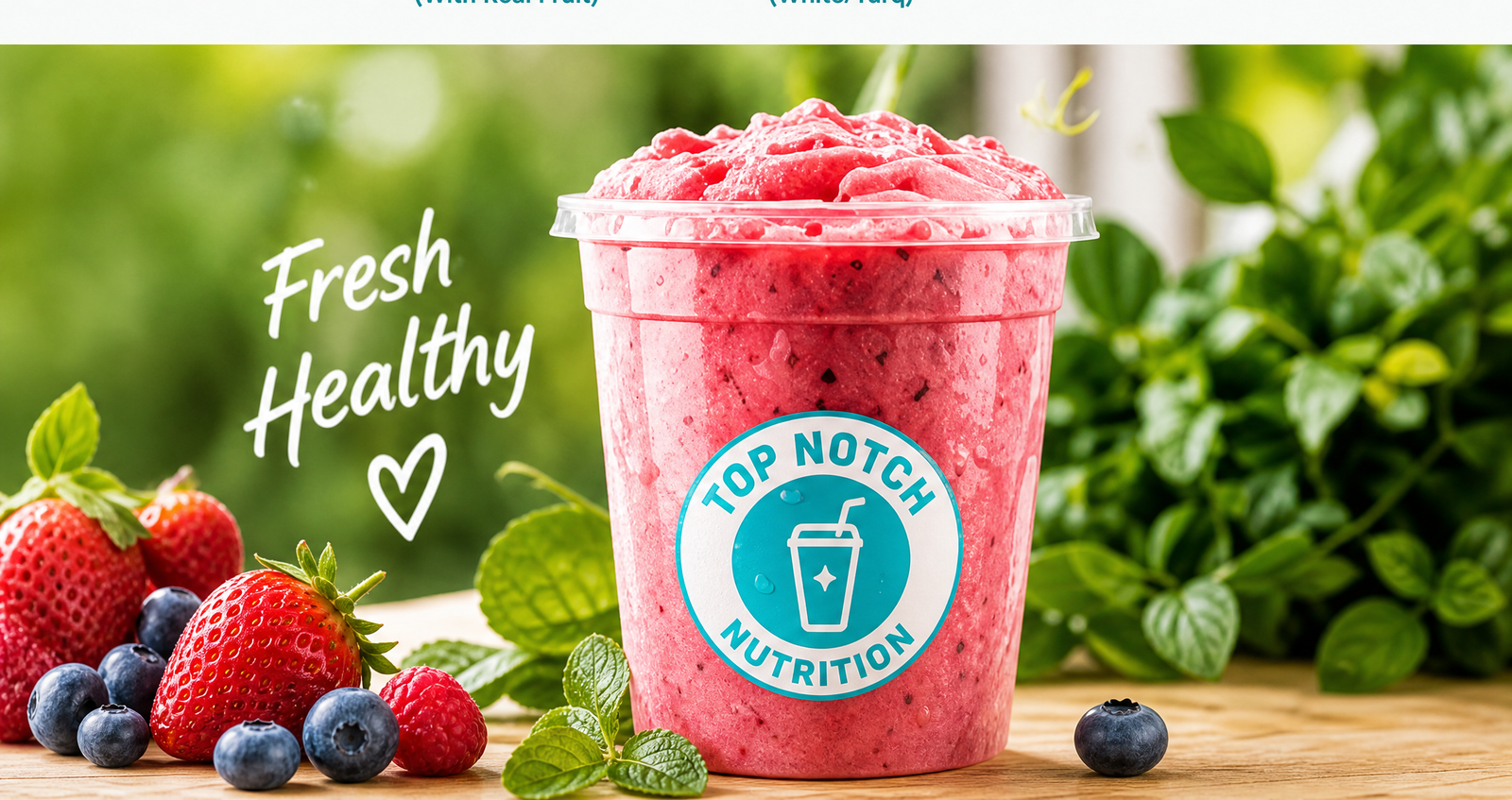 Fresh berry smoothie and fruit